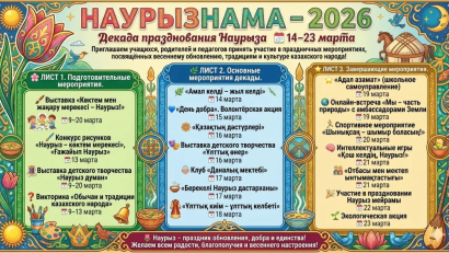 Оқушыларды, ата-аналар мен педагогтарды қазақ халқының көктемгі жаңаруына, дәстүрлері мен мәдениетіне арналған мерекелік іс-шараларға қатысуға шақырамыз!